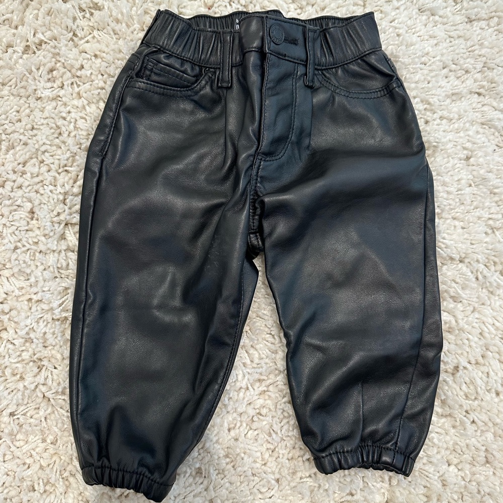 Gap Black Kids Faux Leather Bubble Jeans